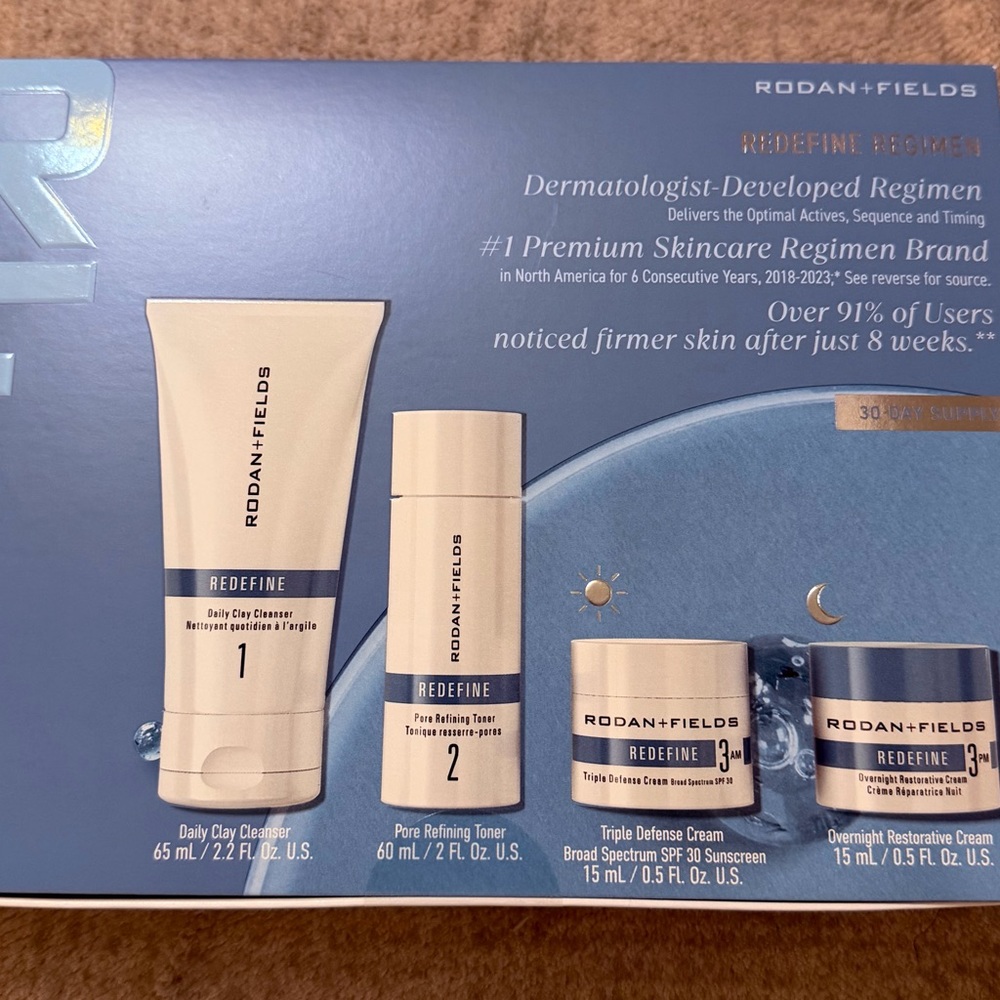 Rodan + Fields REDEFINE Skincare Set - Blue and White Packaging